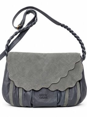 See By Chloe Scalloped Flap Suede Crossbody - Dark Gray